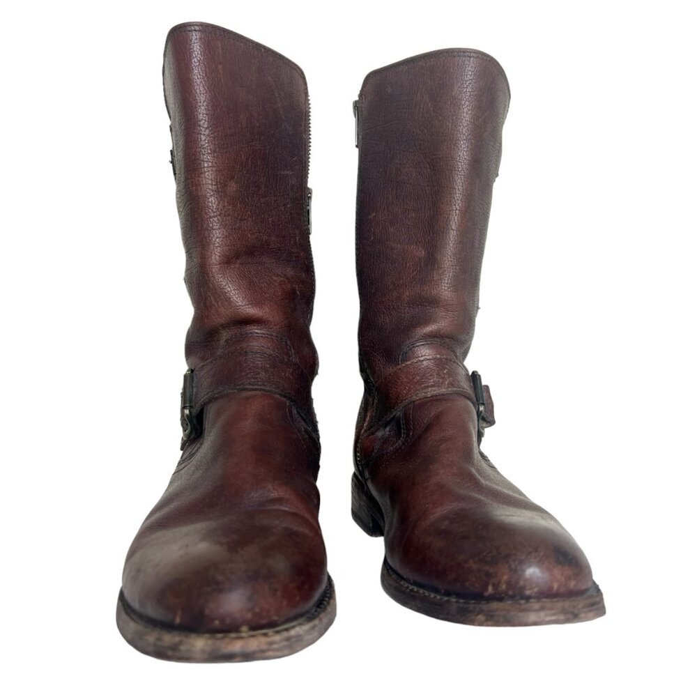Frye Brown Leather Jayden Moto Boots - Picture 2 of 12